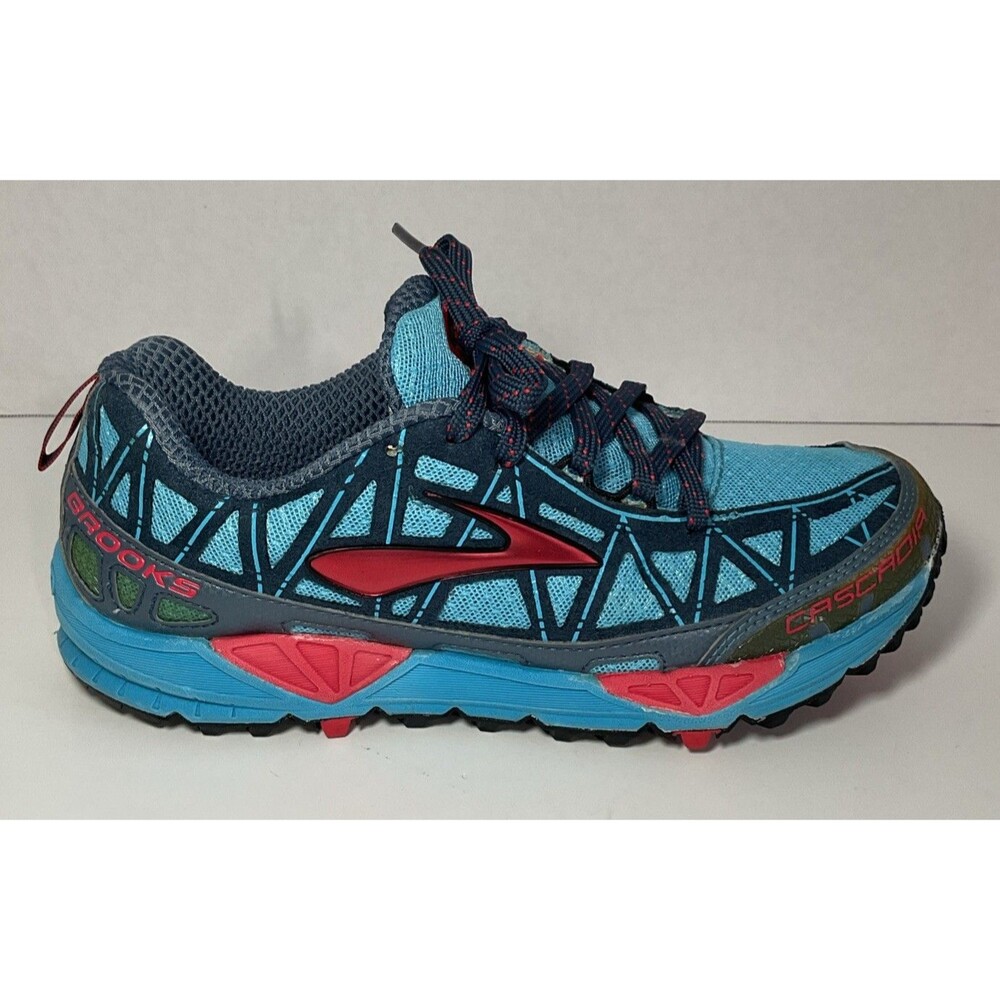 Brooks Cascadia 8 Women’s Trail Running Shoes Blue Red Size 7 (M) Not Insoles